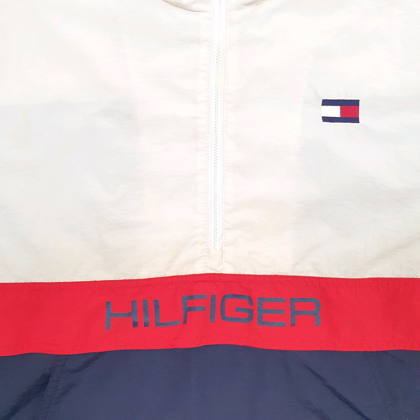 Mens White Tommy Hilfiger Spellout Full Zip Coat