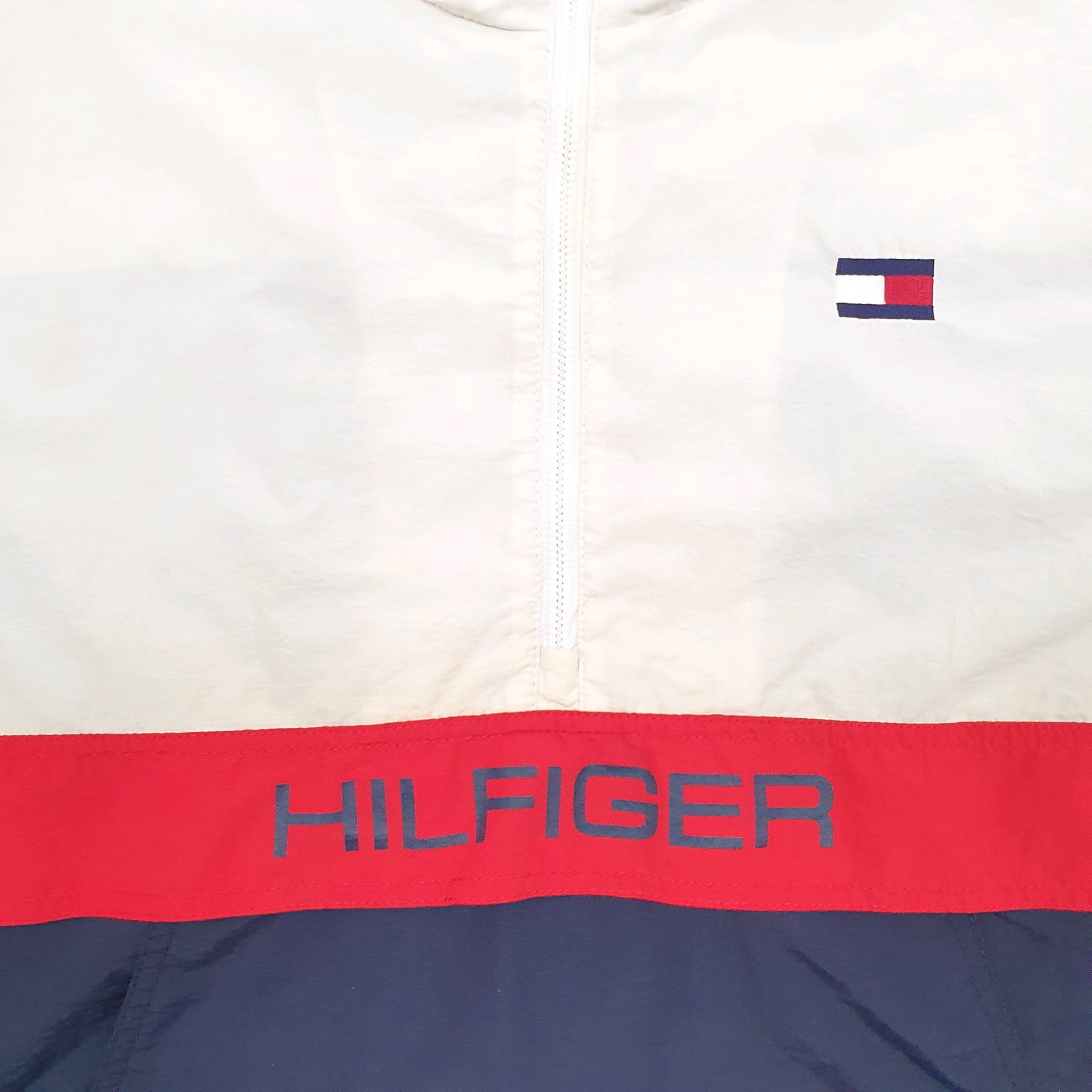 Mens White Tommy Hilfiger Spellout Full Zip Coat
