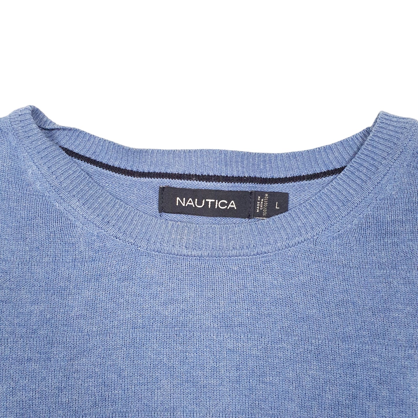 Mens Blue Nautica Knit Sweater Crewneck Jumper