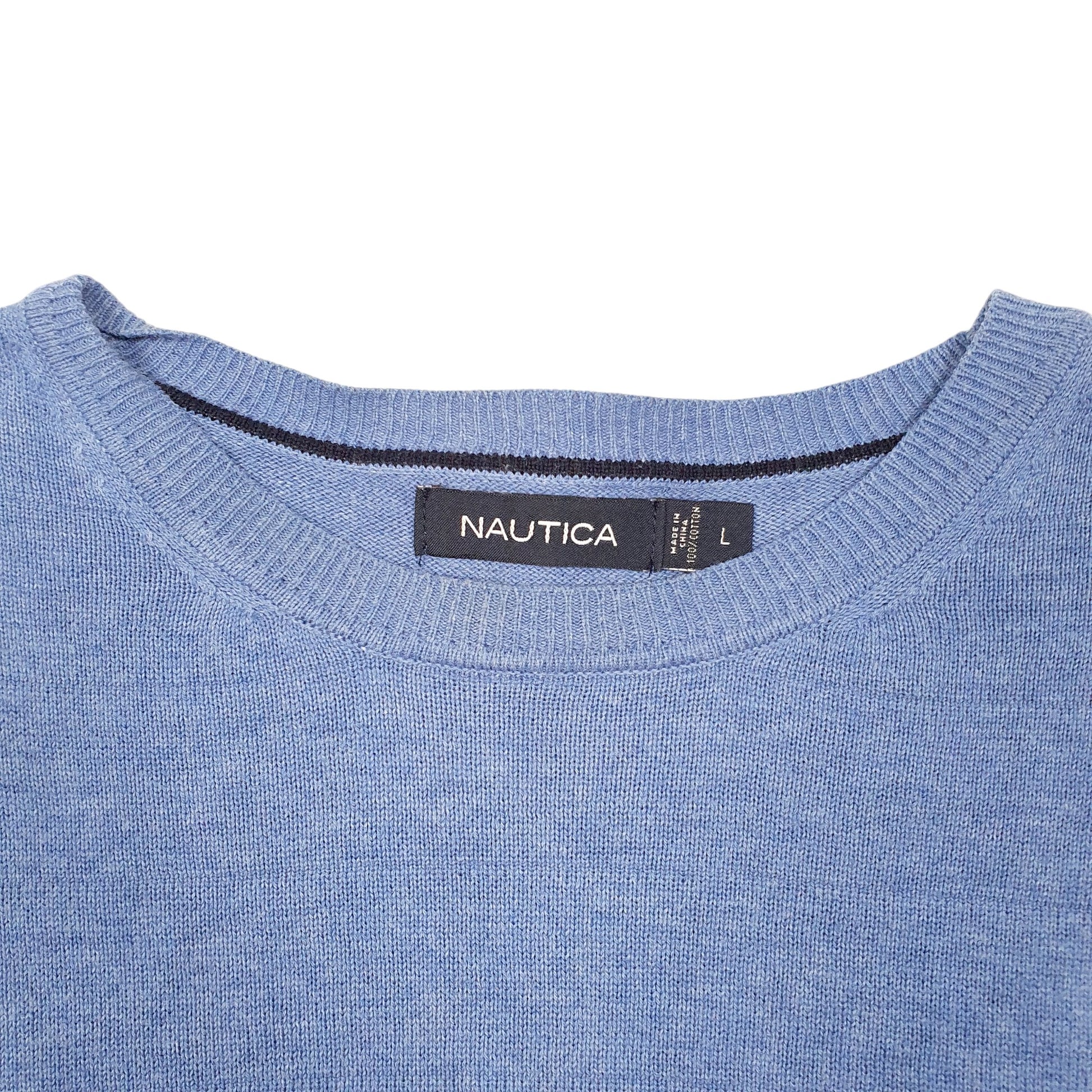 Mens Blue Nautica Knit Sweater Crewneck Jumper