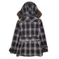 Womens Grey Eclipse Plaid Belted  Coat