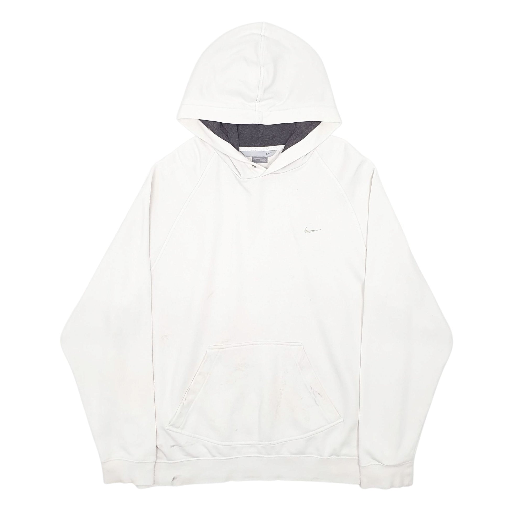 Mens White Nike Vintage 00s Hoodie Jumper