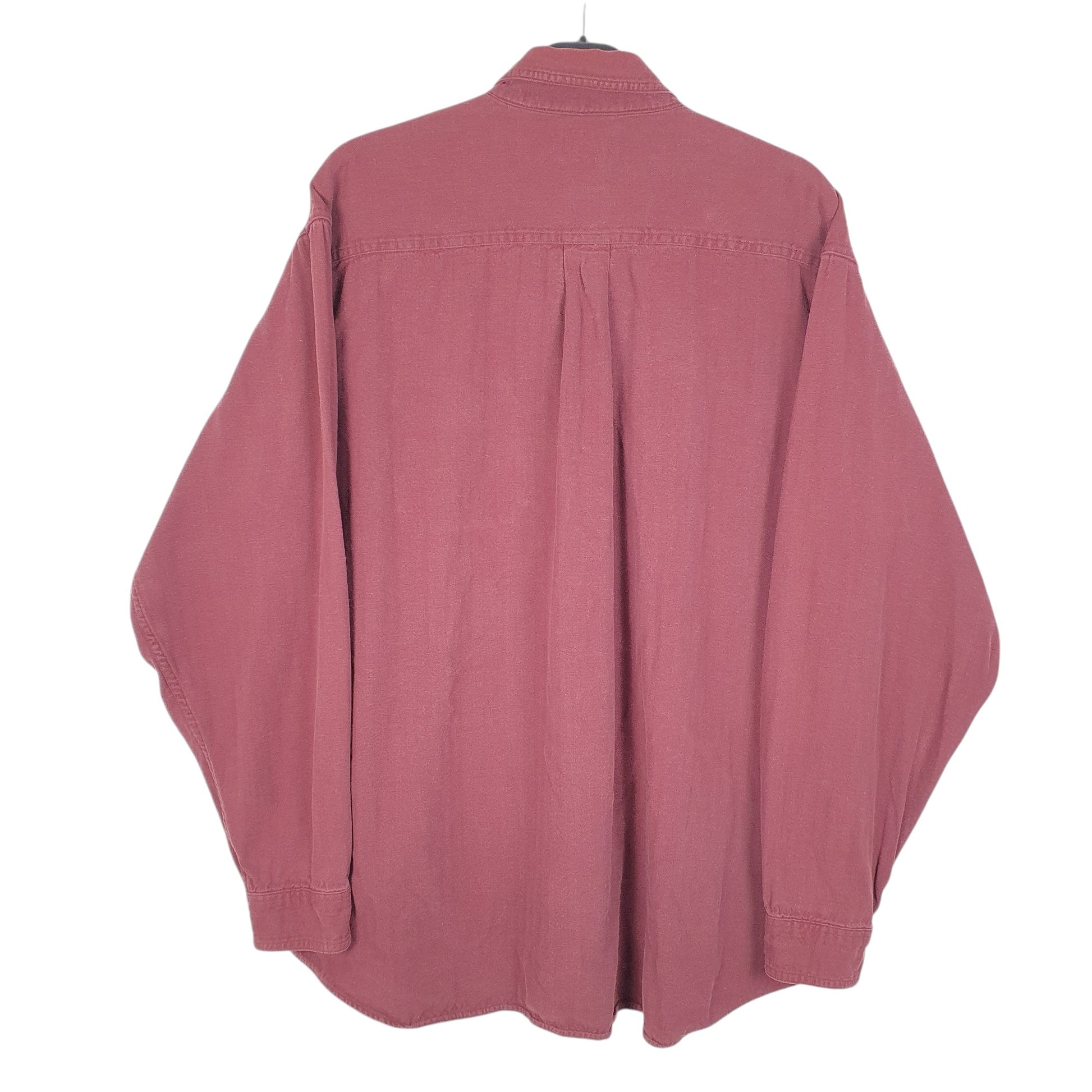 Mens Burgundy L.L.Bean Herringbone HBT Long Sleeve Shirt