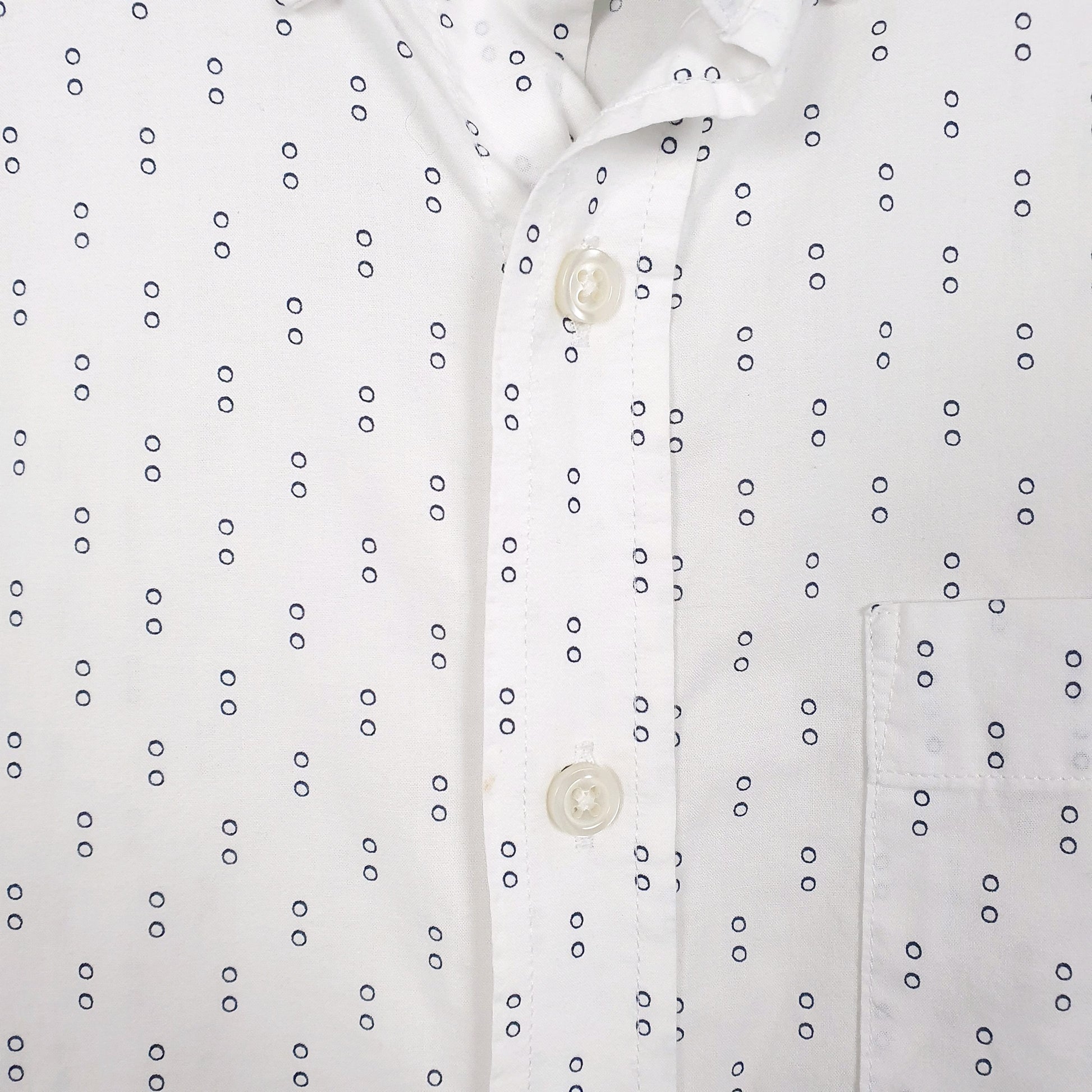 Mens White Banana Republic Organic Spots Short Sleeve Shirt