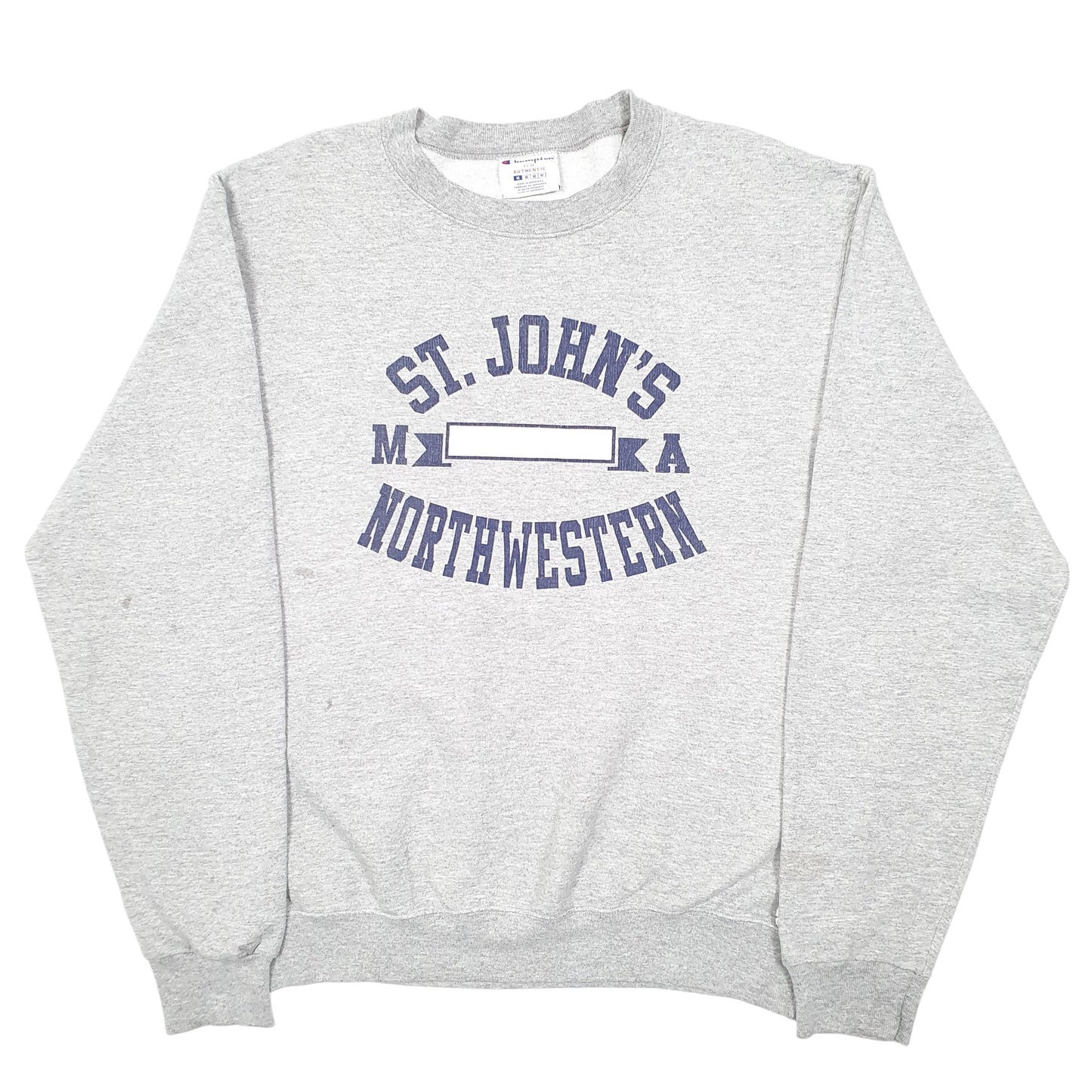 Mens Grey Champion St John's Northwestern College USA Spellout Crewneck Jumper