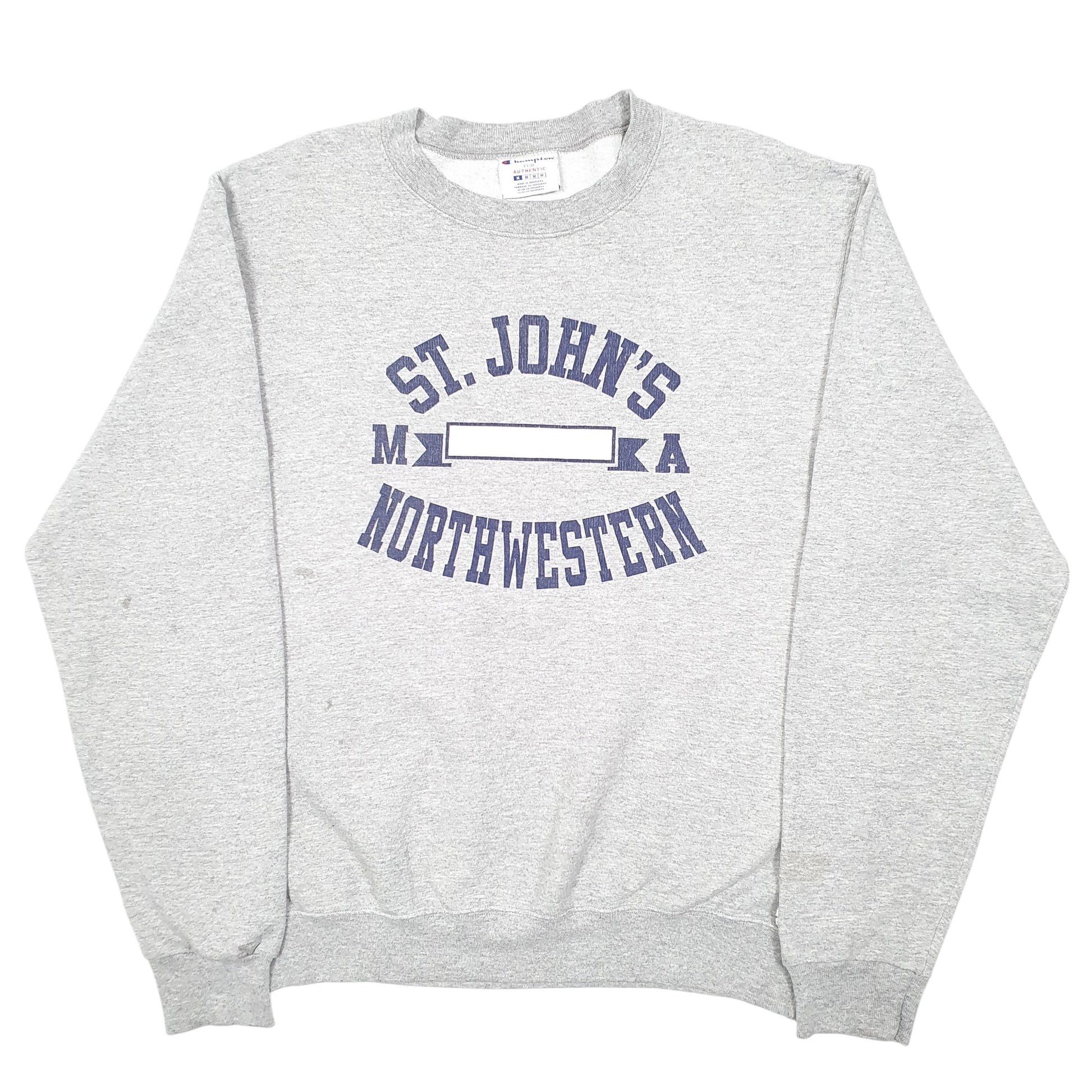 Mens Grey Champion St John's Northwestern College USA Spellout Crewneck Jumper