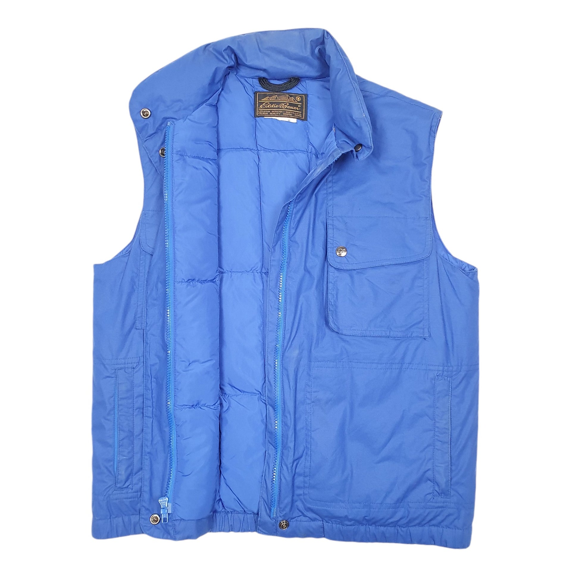 Mens Blue Eddie Bauer Goose Puffer Vest  Coat