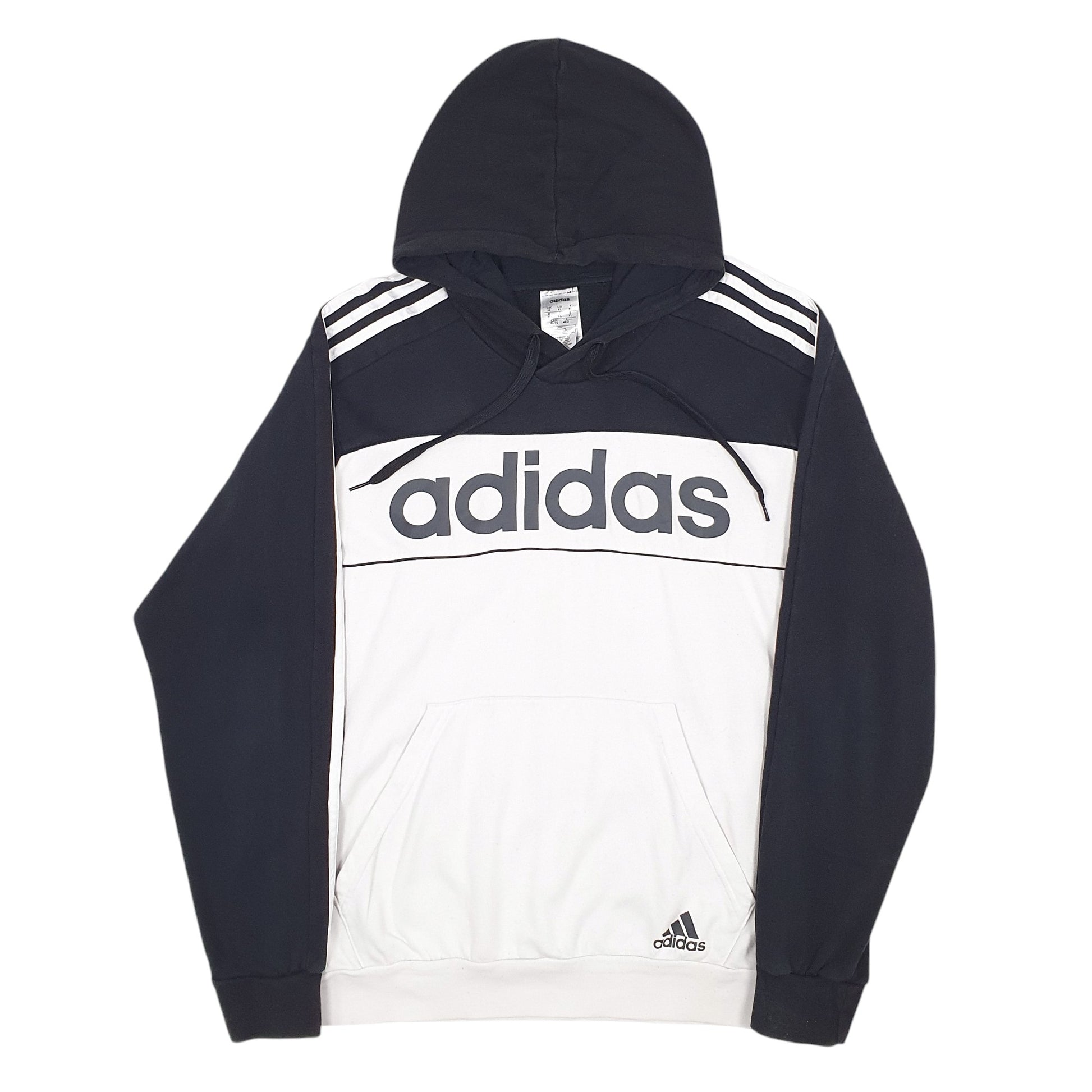 Mens White Adidas Spellout Hoodie Jumper