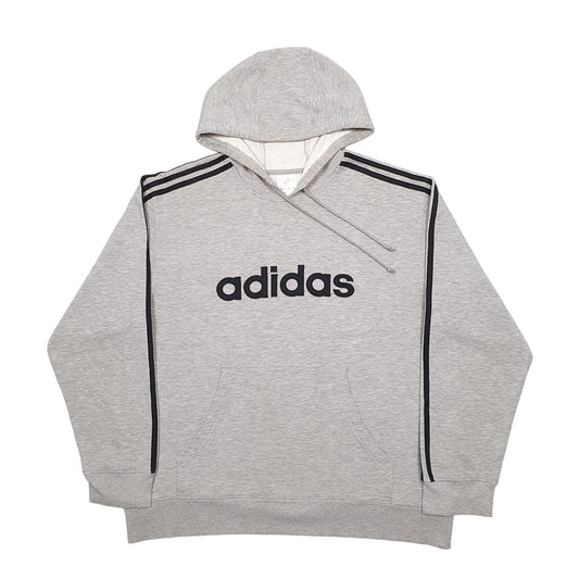 Mens Grey Adidas Spellout Hoodie Jumper