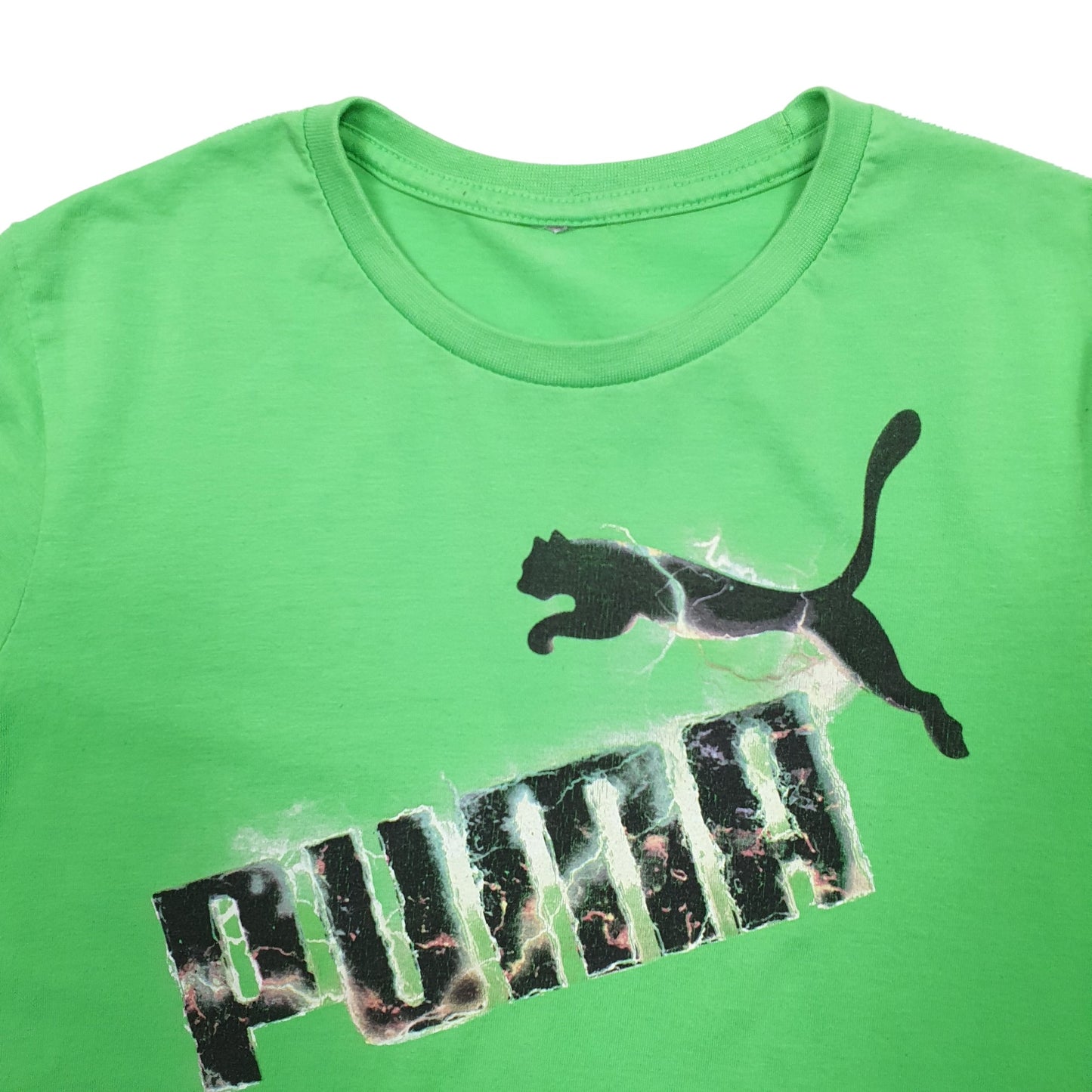 Mens Green Puma Spellout Short Sleeve T Shirt