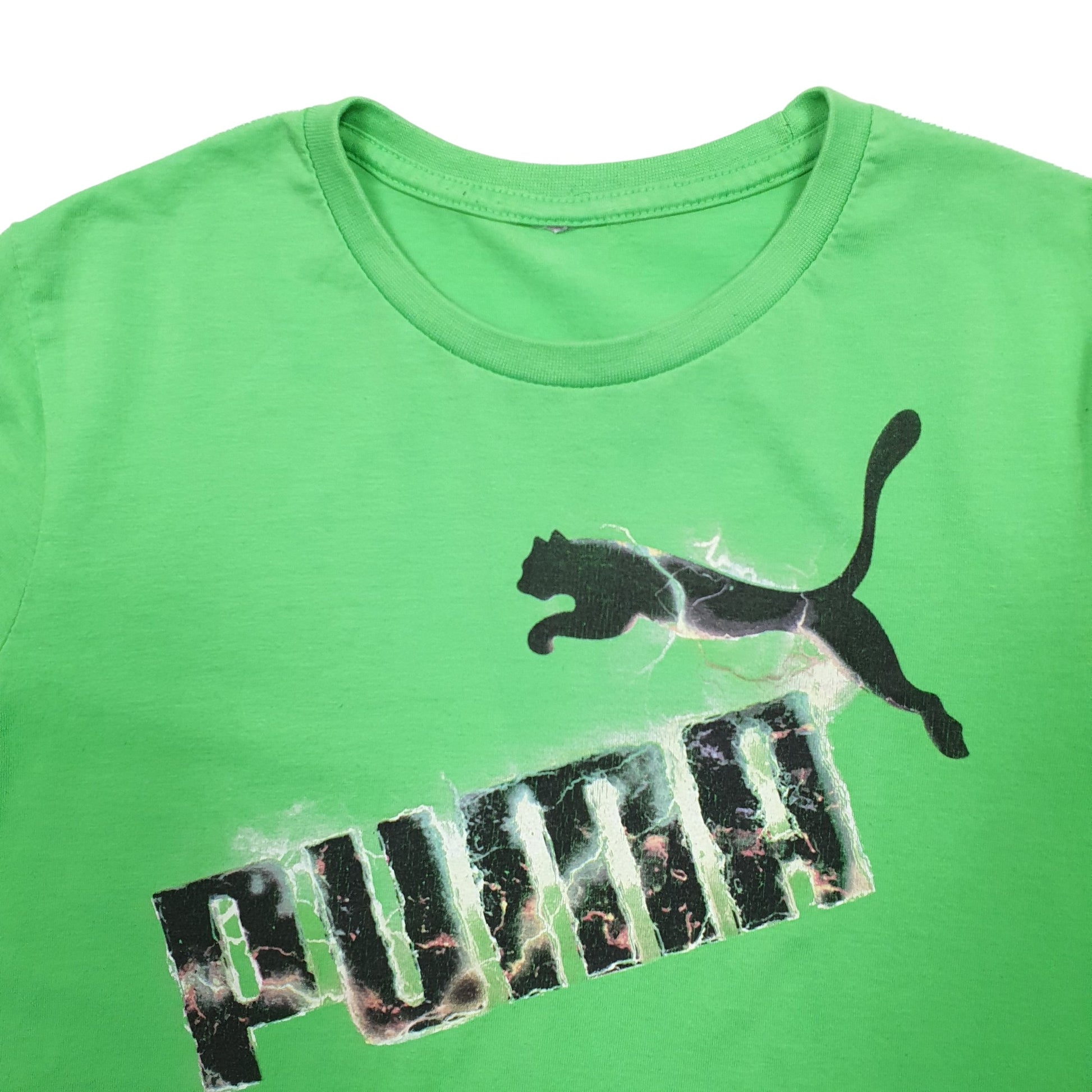 Mens Green Puma Spellout Short Sleeve T Shirt