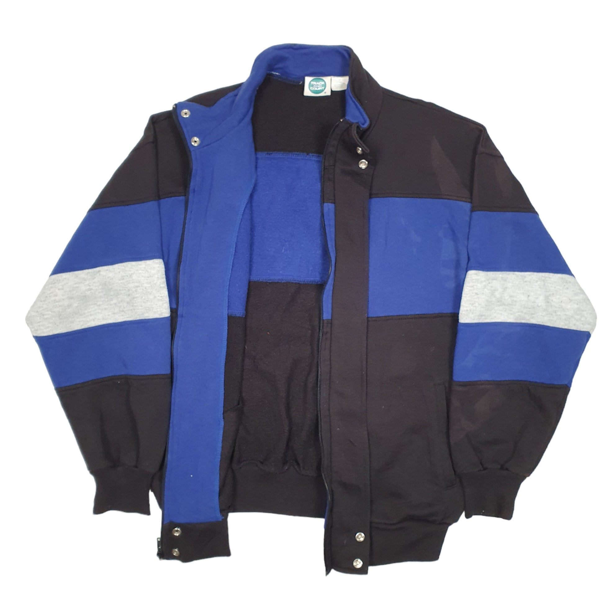 Mens Black Track And Court Sweat Top Bomber Full Zip Jumper