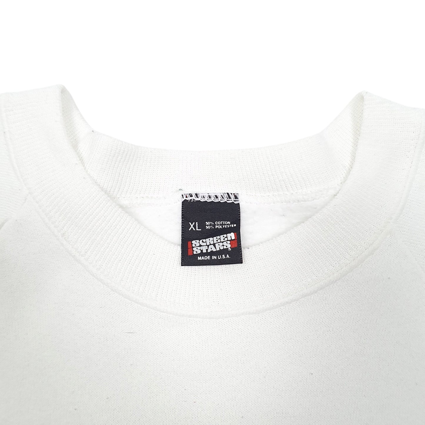Mens White Screen Stars Vintage 80s Made In USA Michigan State Champs Raglan Crewneck Jumper