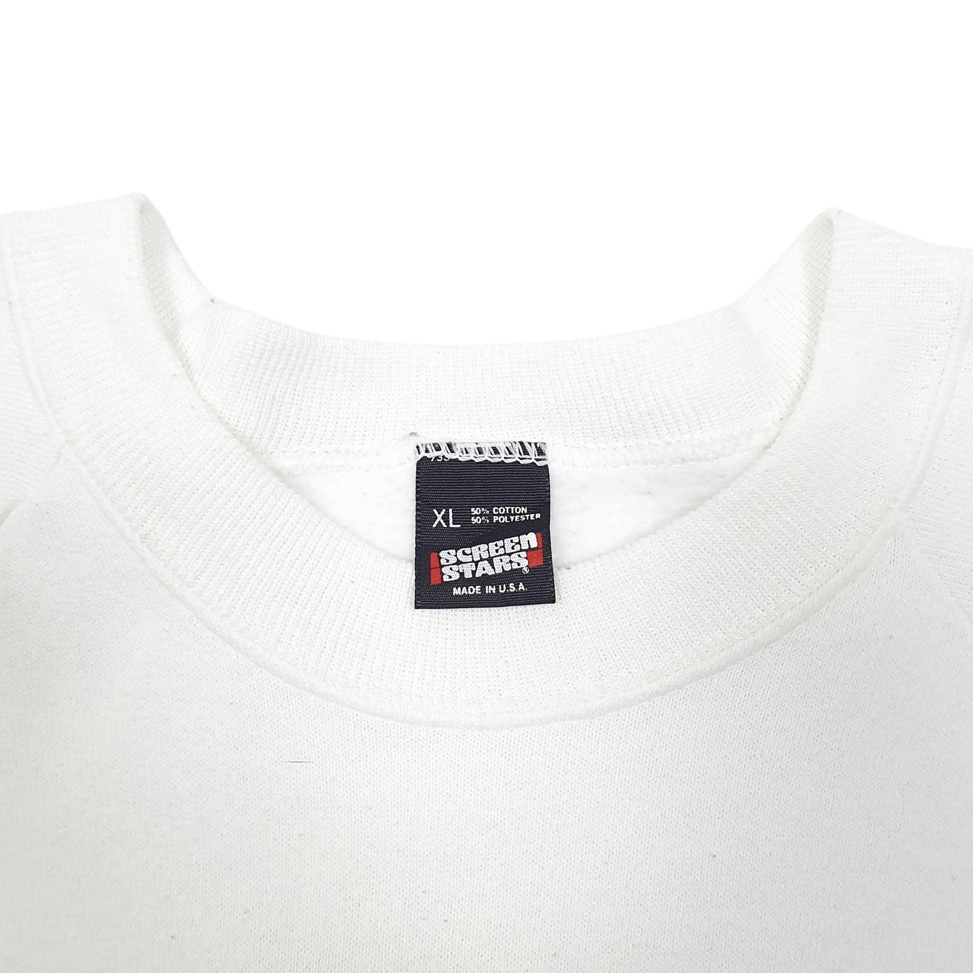 Mens White Screen Stars Vintage 80s Made In USA Michigan State Champs Raglan Crewneck Jumper