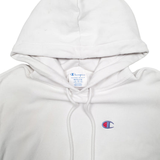 Mens White Champion Reverse Weave Hoodie Jumper