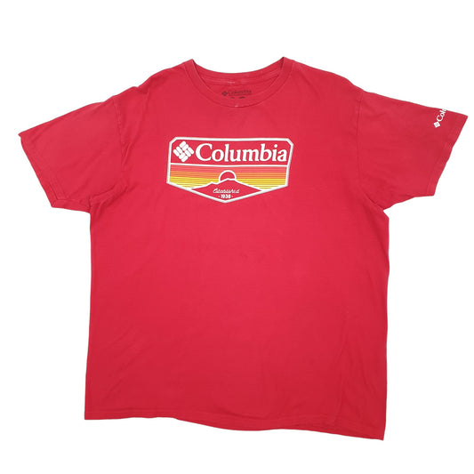 Mens Red Columbia Sportswear  Short Sleeve T Shirt