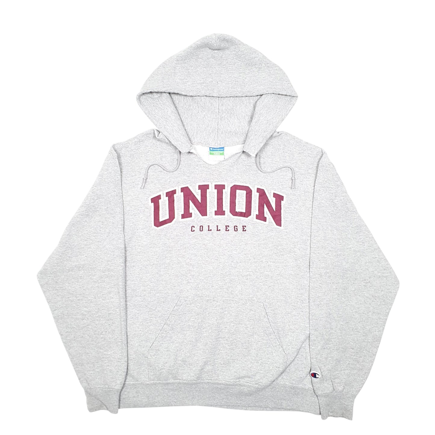 Mens Grey Champion Union College USA Spellout Hoodie Jumper