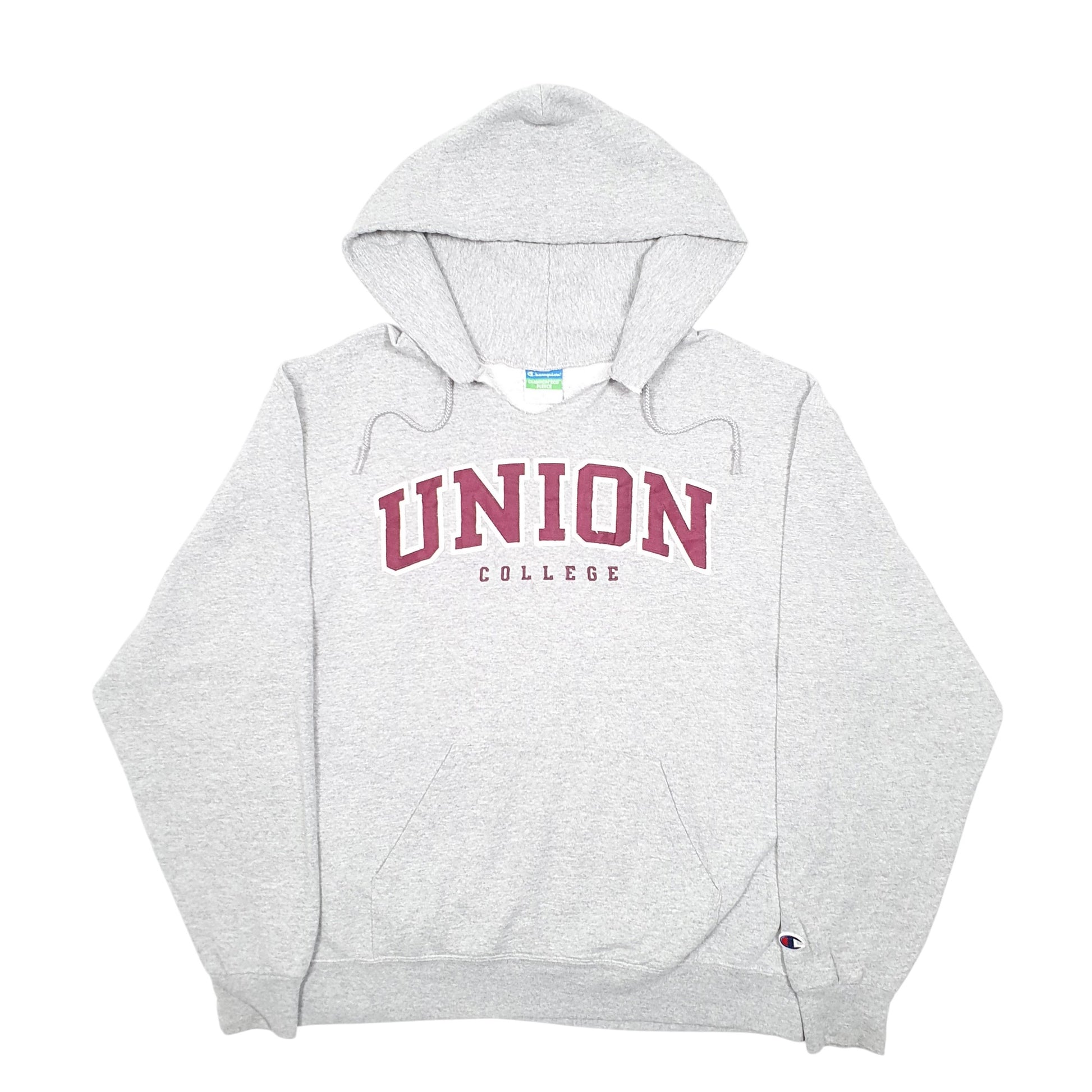 Mens Grey Champion Union College USA Spellout Hoodie Jumper