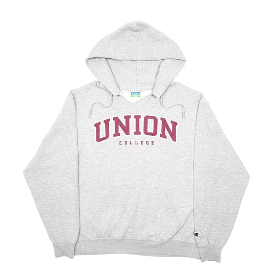Mens Grey Champion Union College USA Spellout Hoodie Jumper