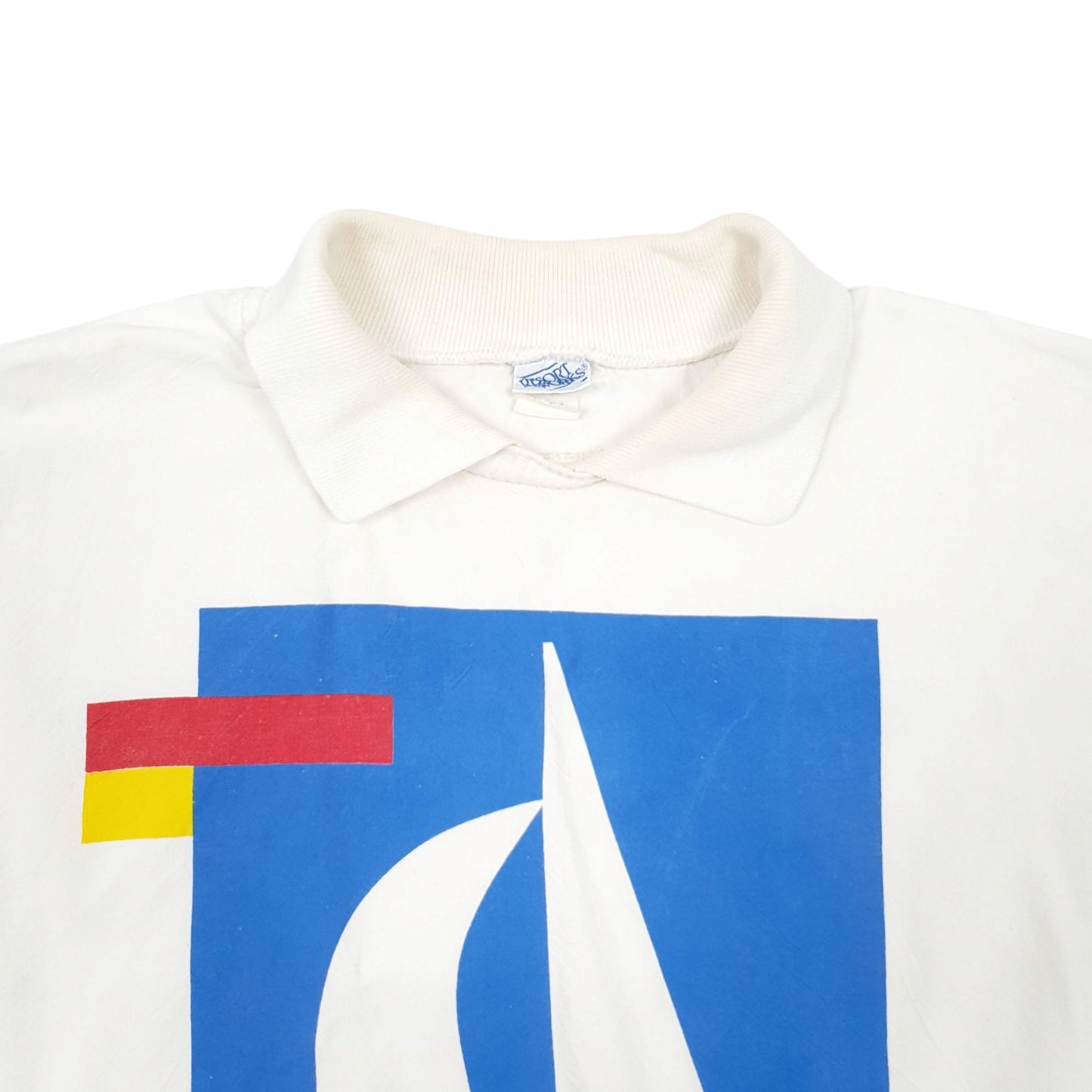 Mens White Resort Works Lightweight Vintage Made In USA Crewneck Jumper