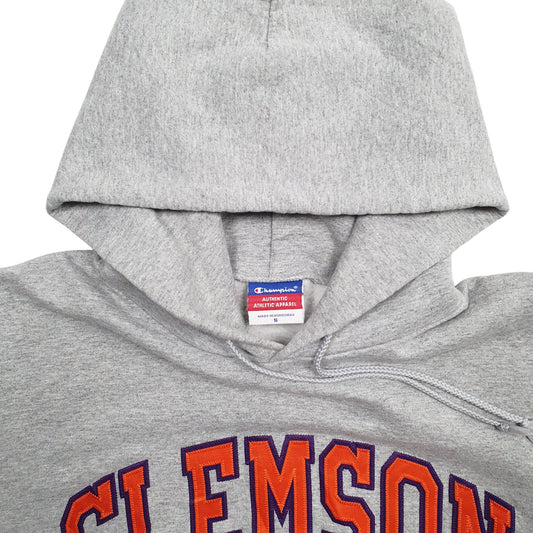 Womens Grey Champion Clemson University Spellout Hoodie Jumper