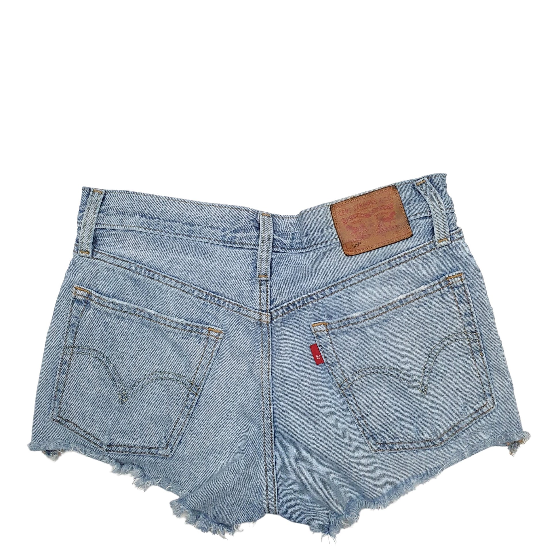 Womens Blue Levis 501 Denim Jorts Distressed Denim Shorts