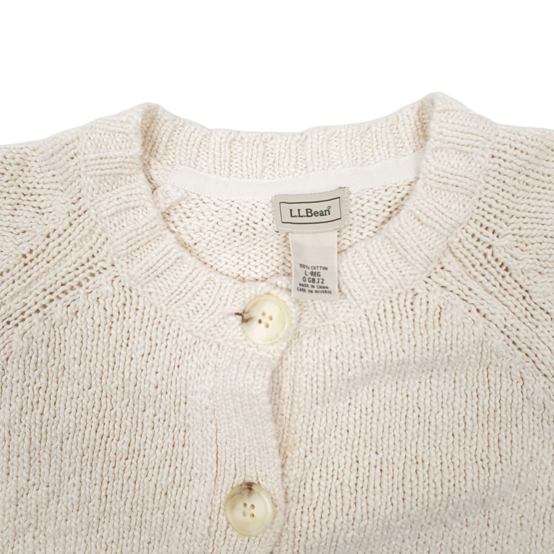 Womens Cream LL Bean Knit Cardigan Jumper