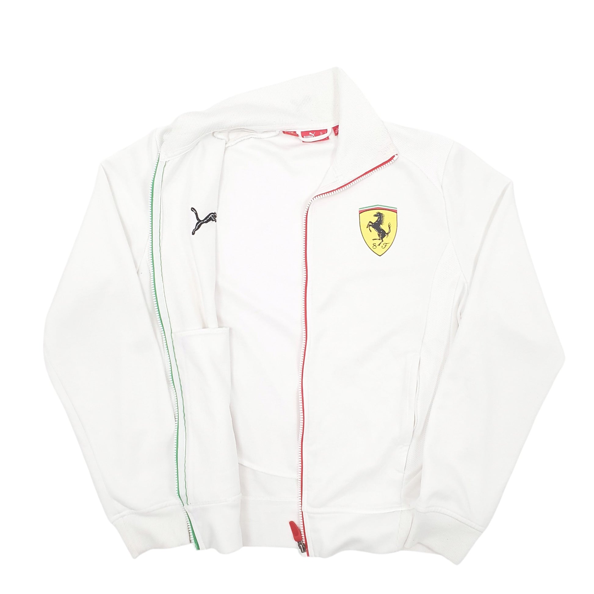 Mens White Puma Ferrari Full Zip Jumper