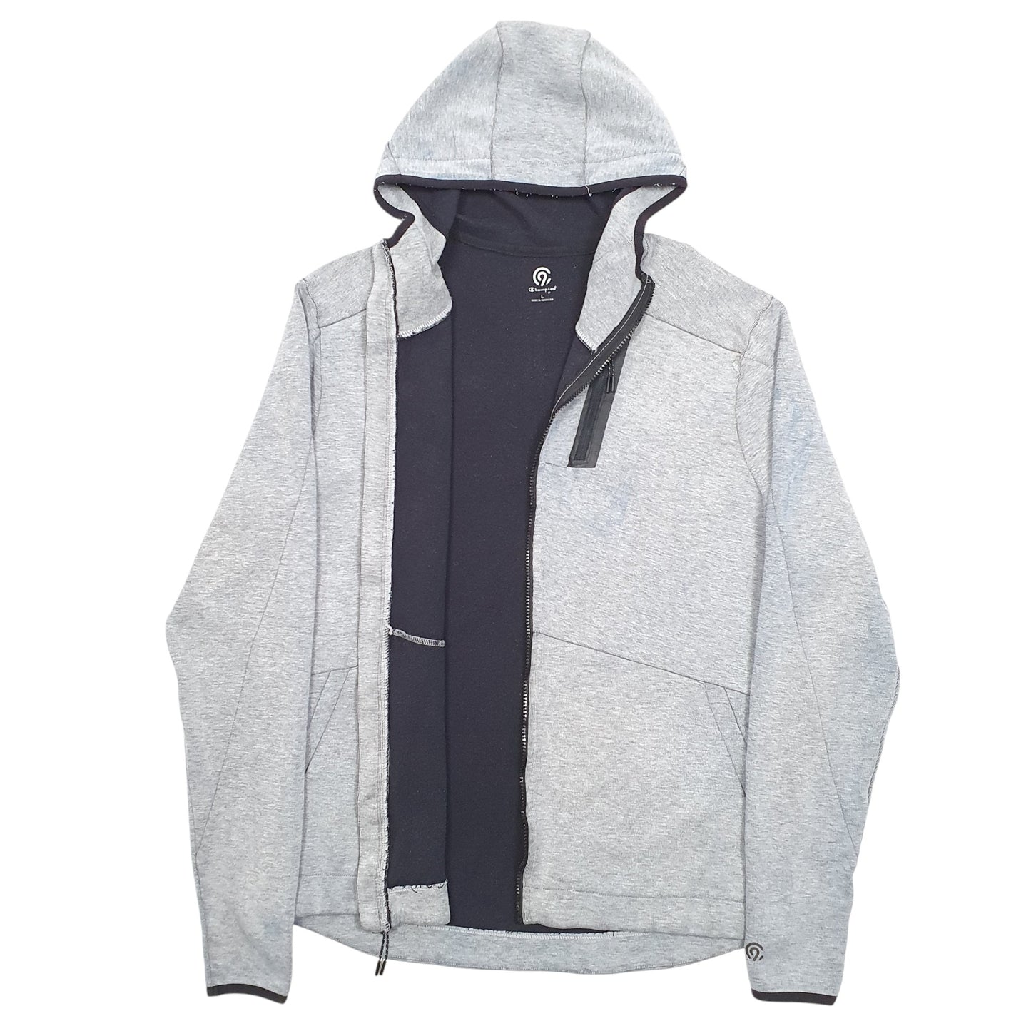 Mens Grey Champion Hoodie C9 Full Zip Jumper