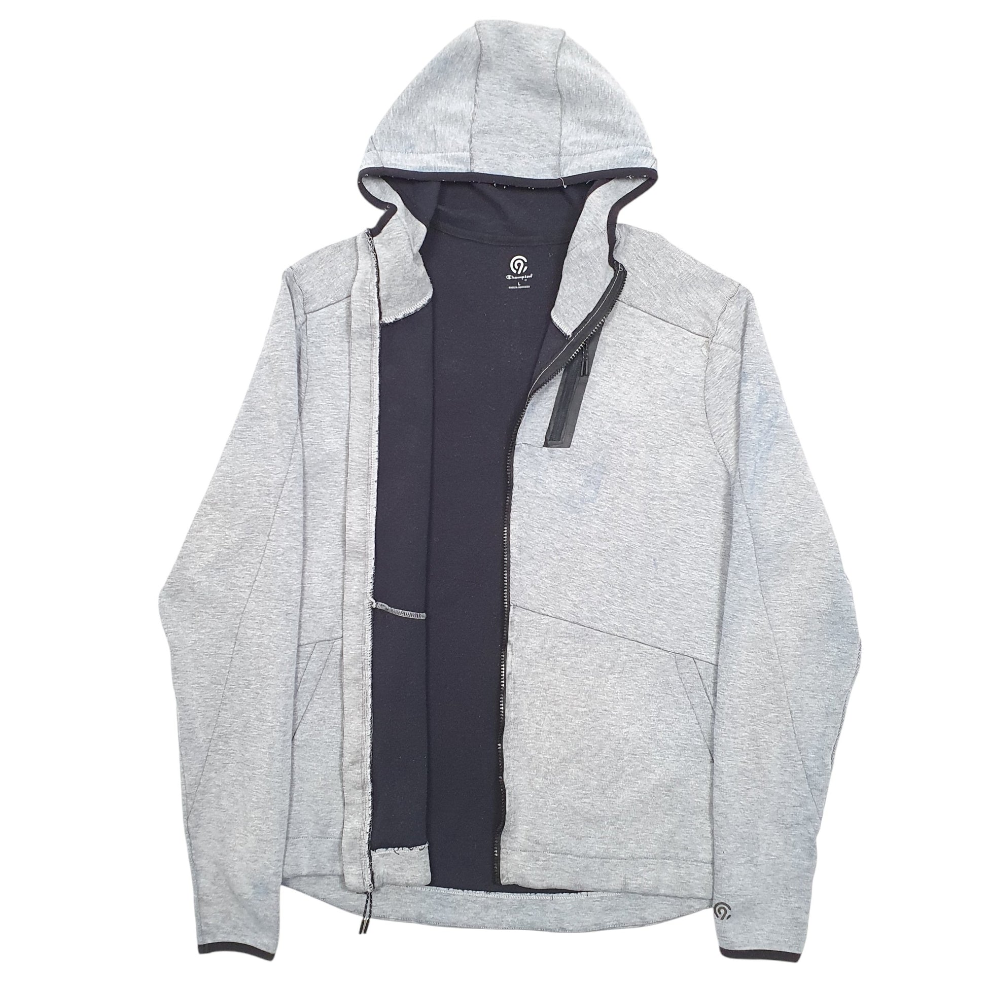 Mens Grey Champion Hoodie C9 Full Zip Jumper