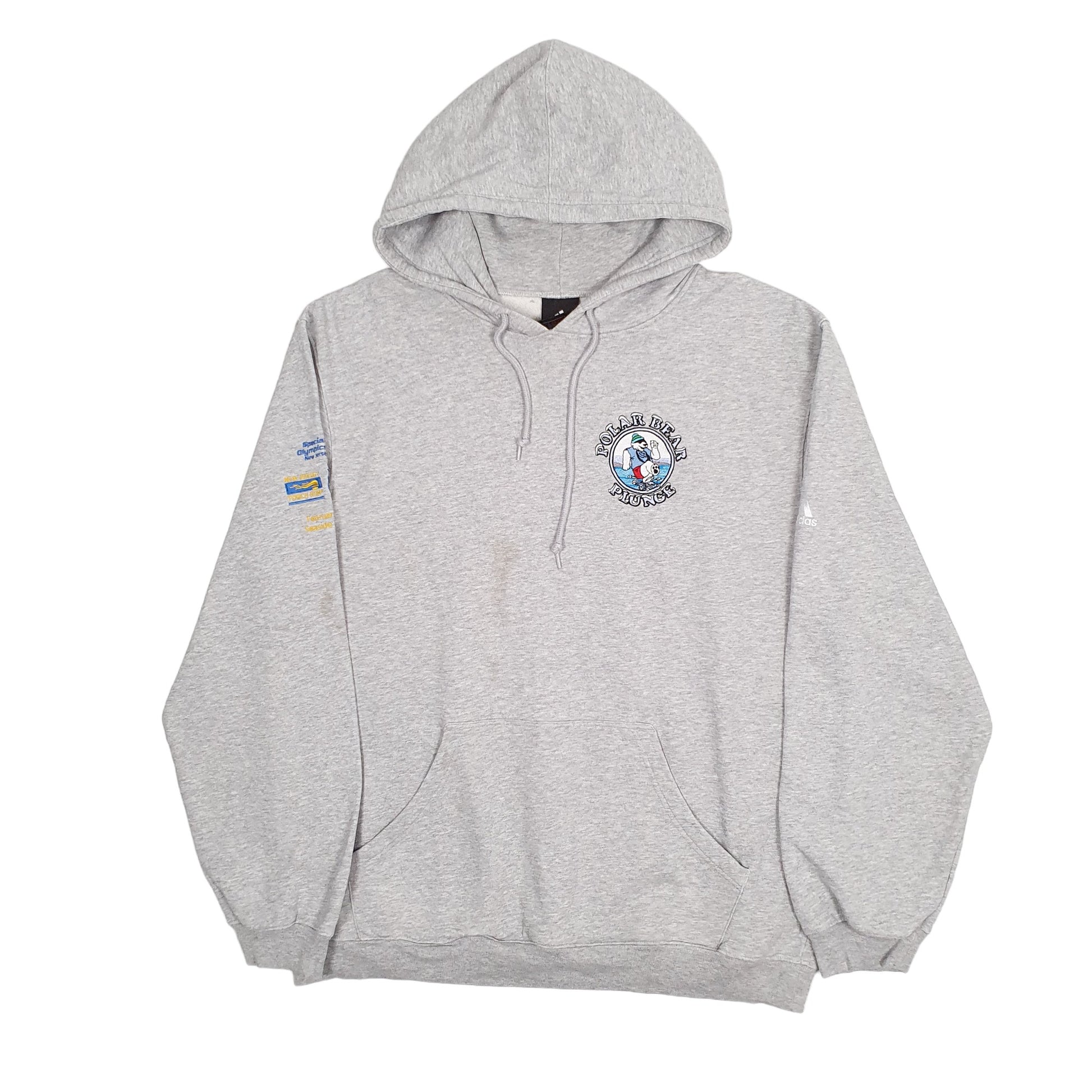 Mens Grey Adidas 2014 Polar Bear Plunge Hoodie Jumper