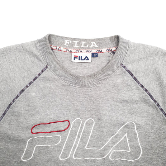 Mens Grey Fila Spellout Crewneck Jumper