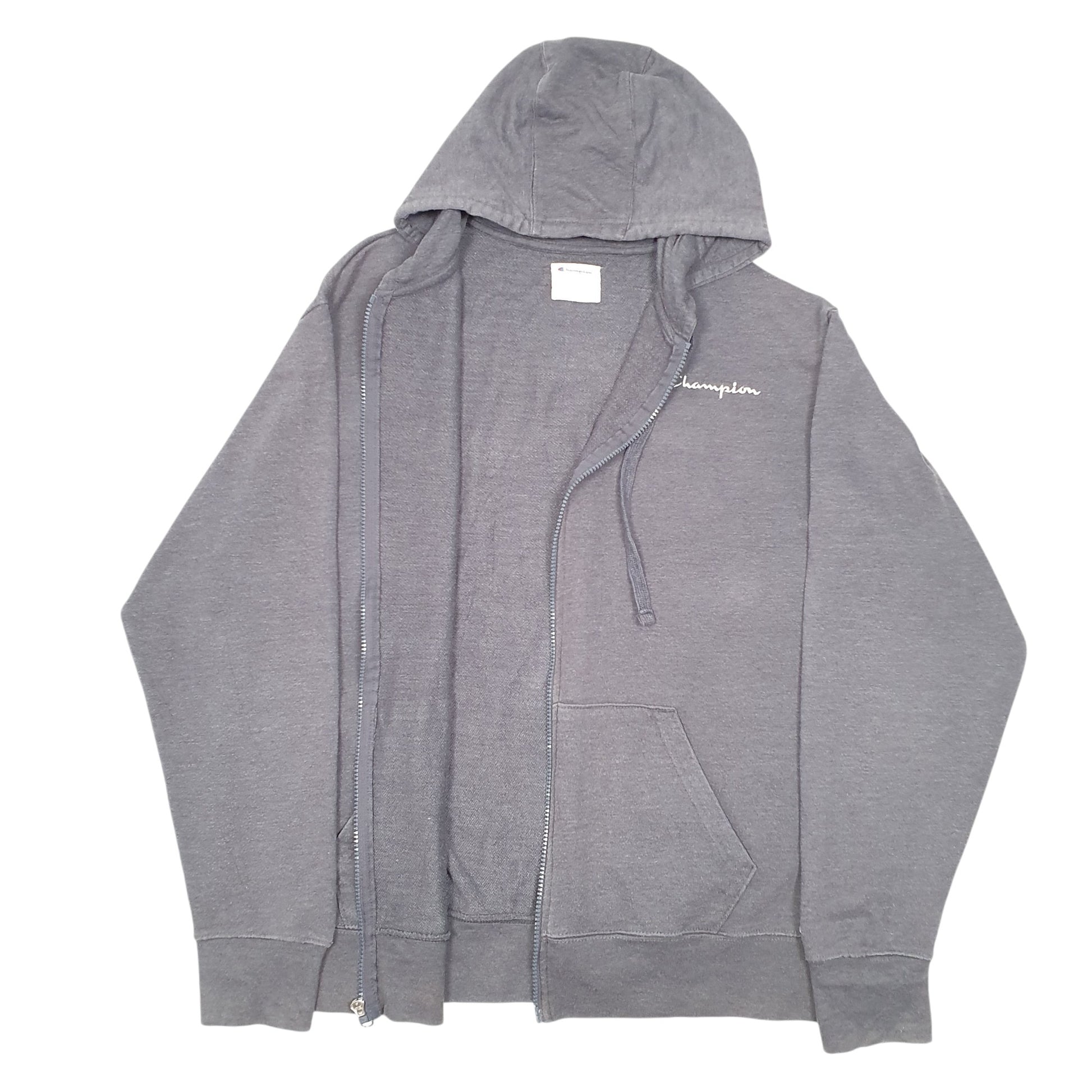 Mens Grey Champion Hoodie Full Zip Jumper