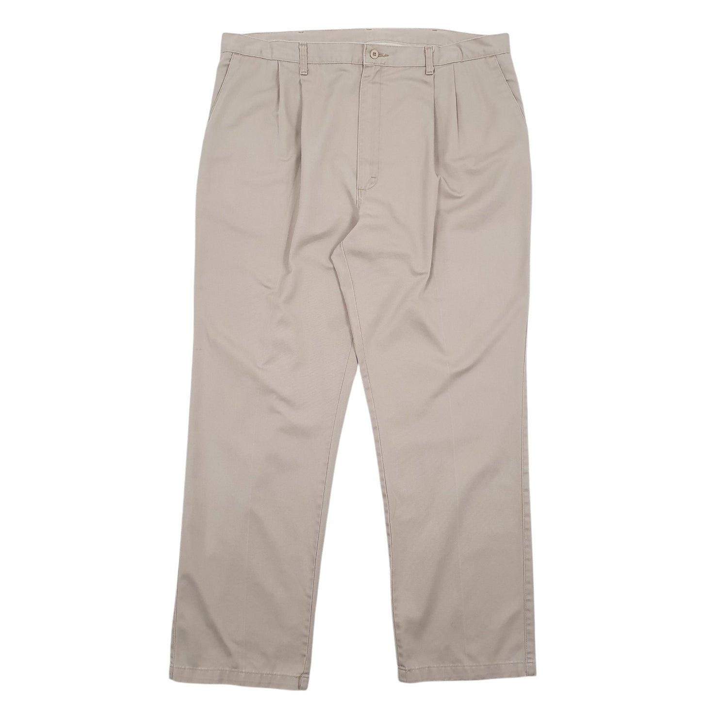 Mens Beige Wrangler Double Pleated Chino Trousers