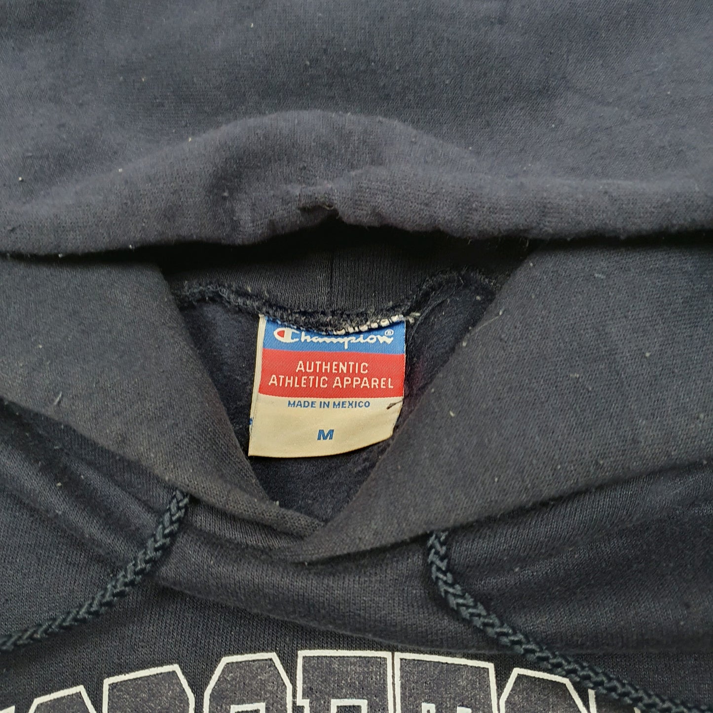 Mens Navy Champion Georgetown University USA Spellout Hoodie Jumper