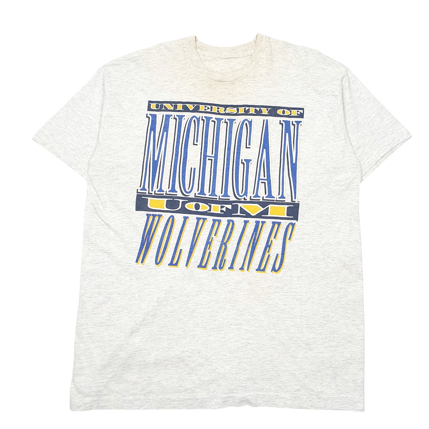 Mens Grey Unbranded Single Stitch Vintage 90s Michigan Wolverines Short Sleeve T Shirt