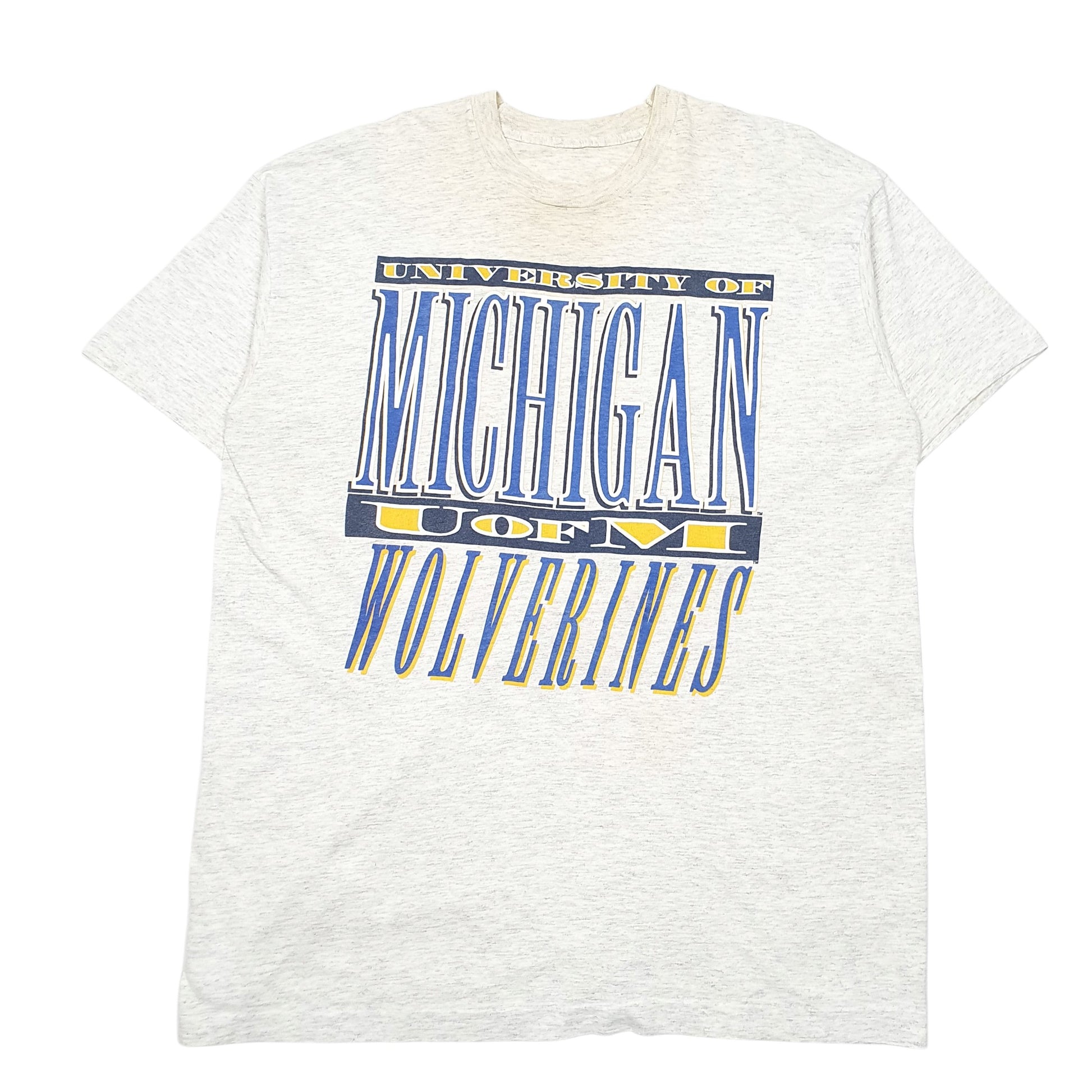 Mens Grey Unbranded Single Stitch Vintage 90s Michigan Wolverines Short Sleeve T Shirt