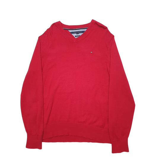 Mens Red Tommy Hilfiger Knit Crewneck Jumper