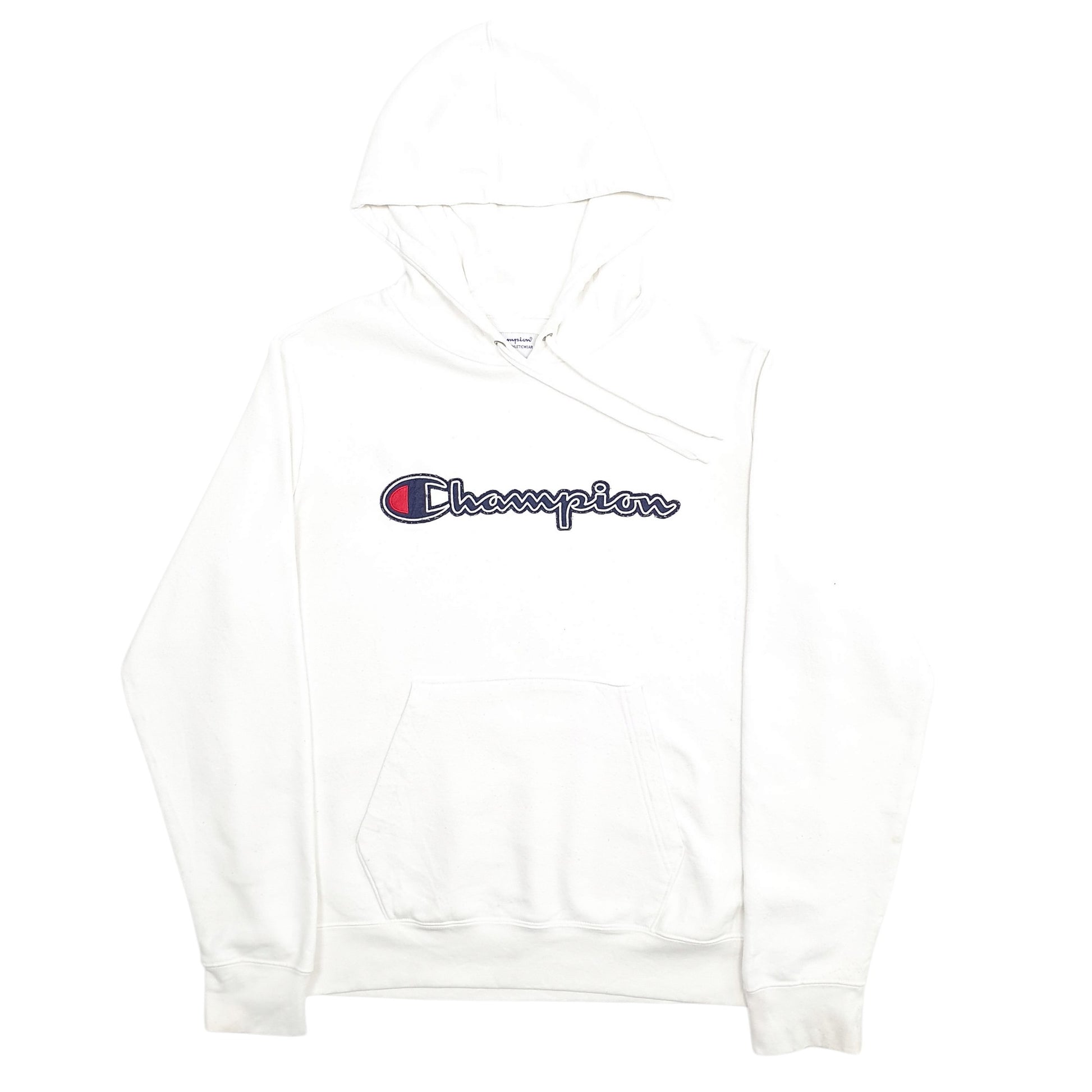 Mens White Champion Spellout Hoodie Jumper