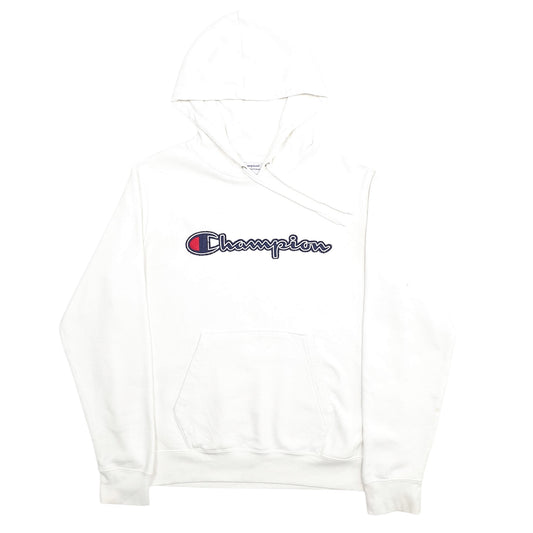 Mens White Champion Spellout Hoodie Jumper