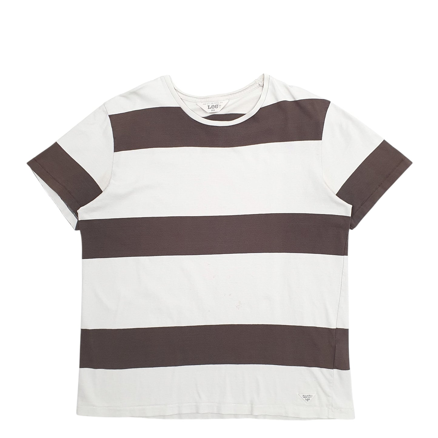 Mens Brown Lee Stripes Short Sleeve T Shirt