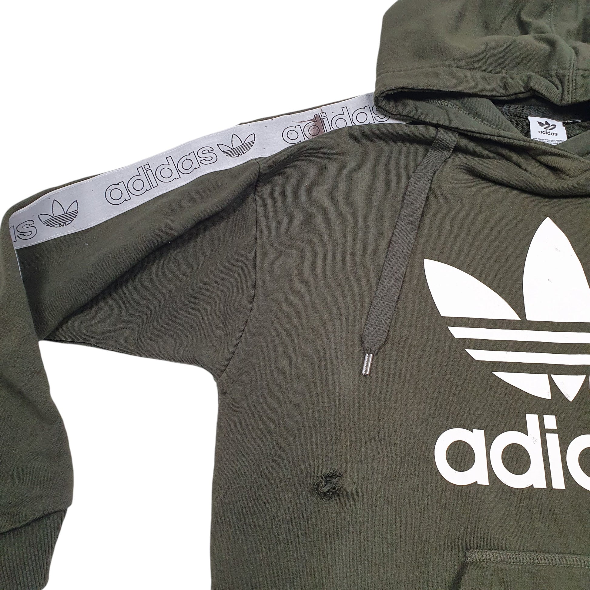 Mens Khaki Adidas Spellout OG Logo Hoodie Jumper