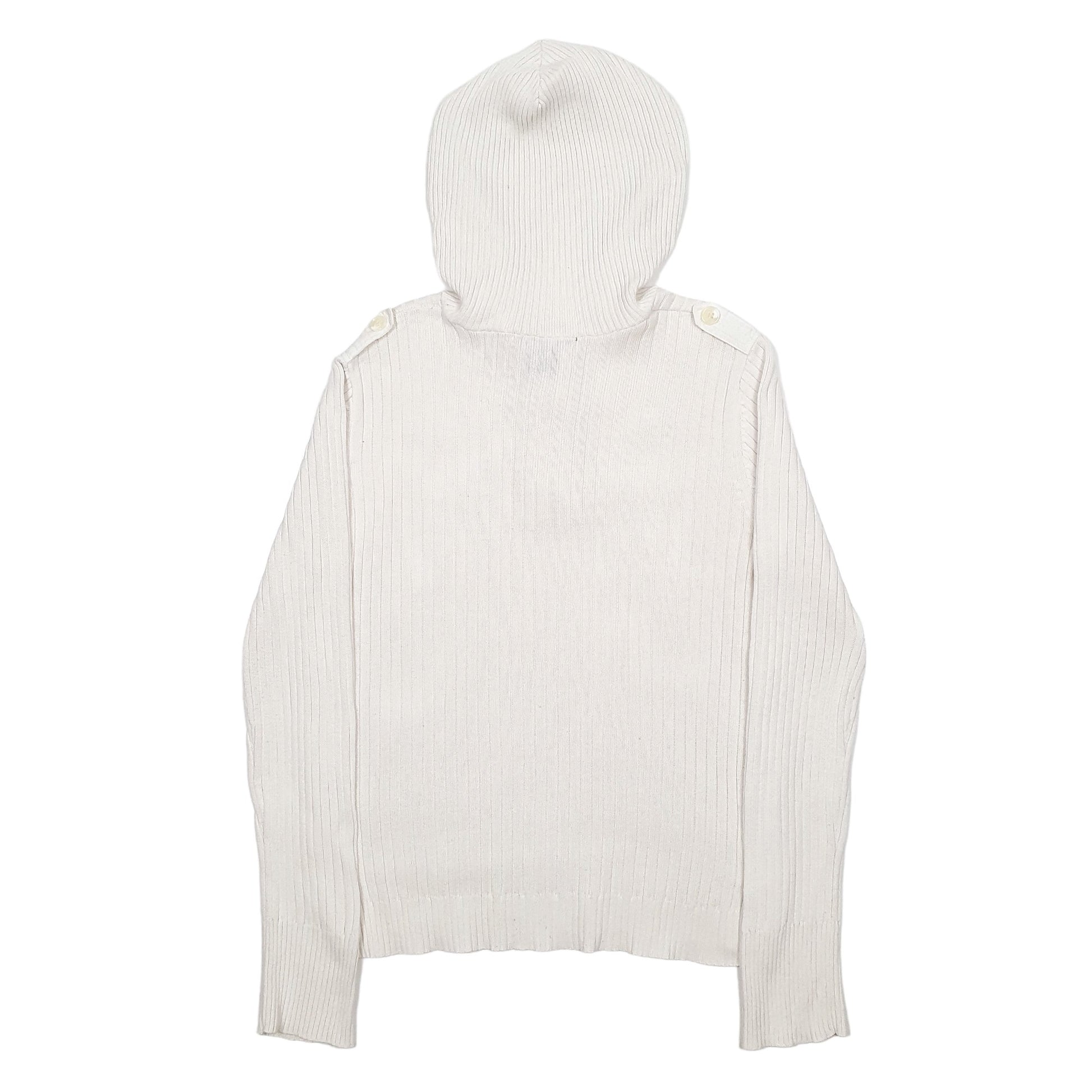 Womens White Calvin Klein Knit Hoodie Jumper