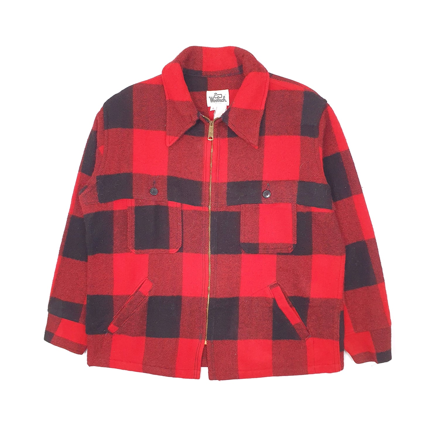 Mens Red Woolrich Vintage 1980s Mackinaw Plaid Hunting  Coat