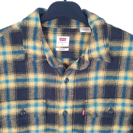 Mens Yellow Levis Flannel Overshirt Shacket Long Sleeve Shirt