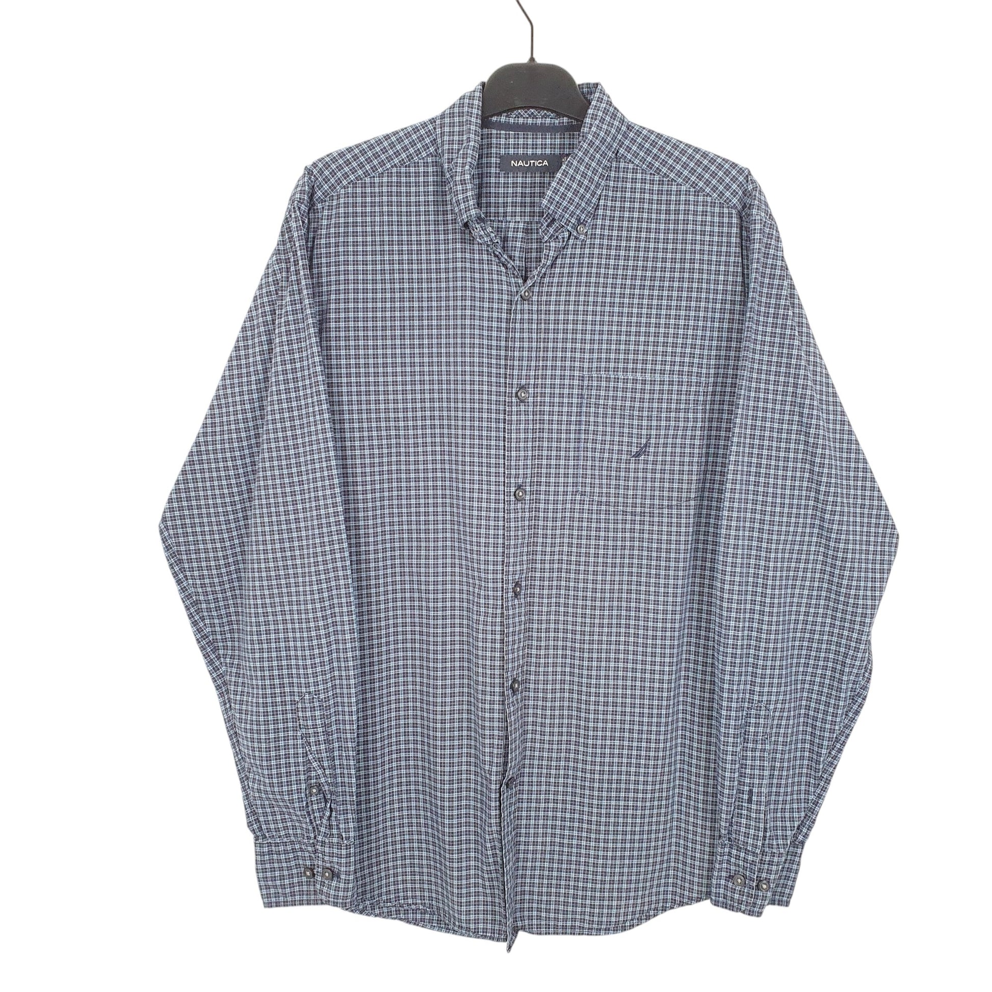 Mens Navy Nautica  Long Sleeve Shirt