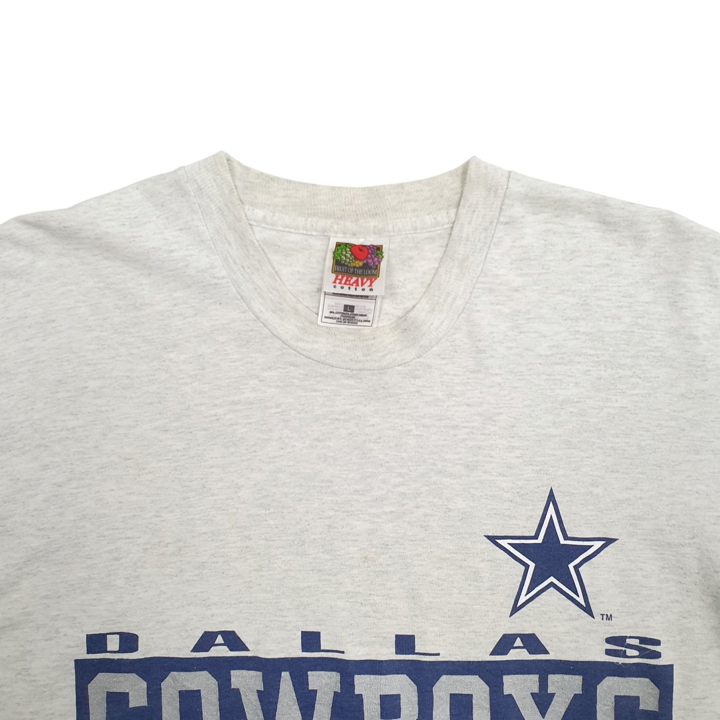 Mens Grey Fruit Of The Loom Single Stitch Vintage 90s Dallas Cowboys Short Sleeve T Shirt