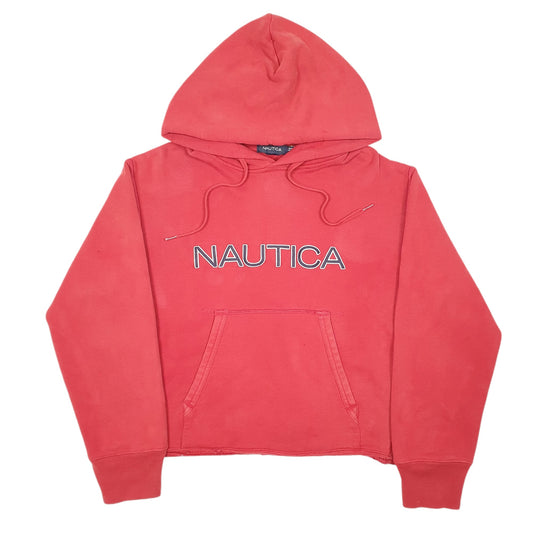 Womens Red Nautica Cropped Cut Off Hoodie Jumper