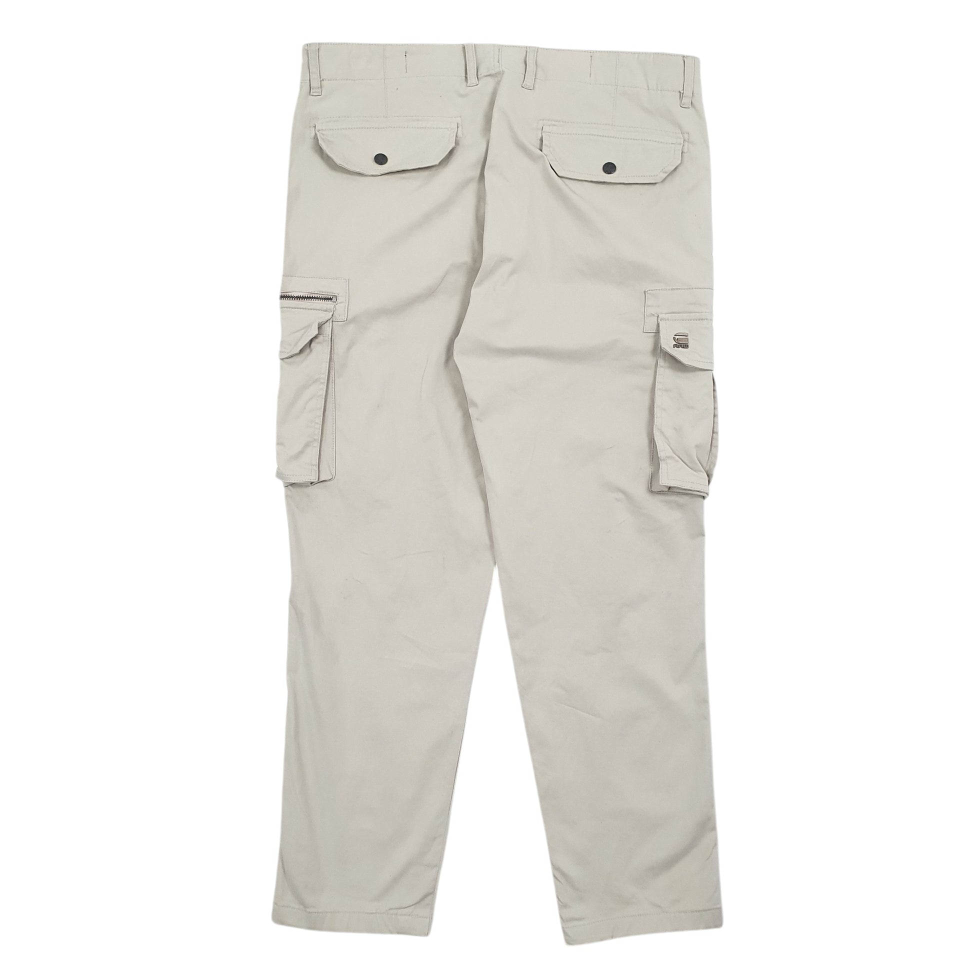 Mens Beige Raw  Cargo Trousers