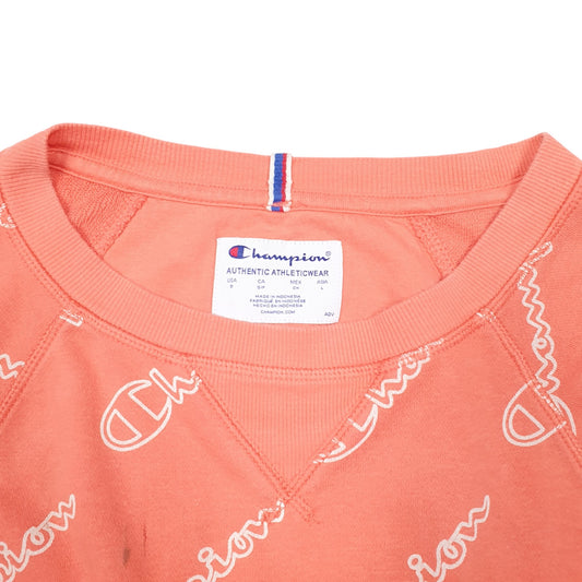 Womens Pink Champion Script Raglan Crewneck Jumper